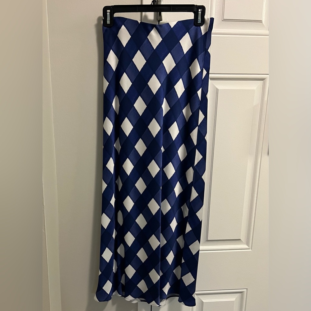 Vineyard Vines Blue and White Asymmetrical A-Line Maxi Skirt